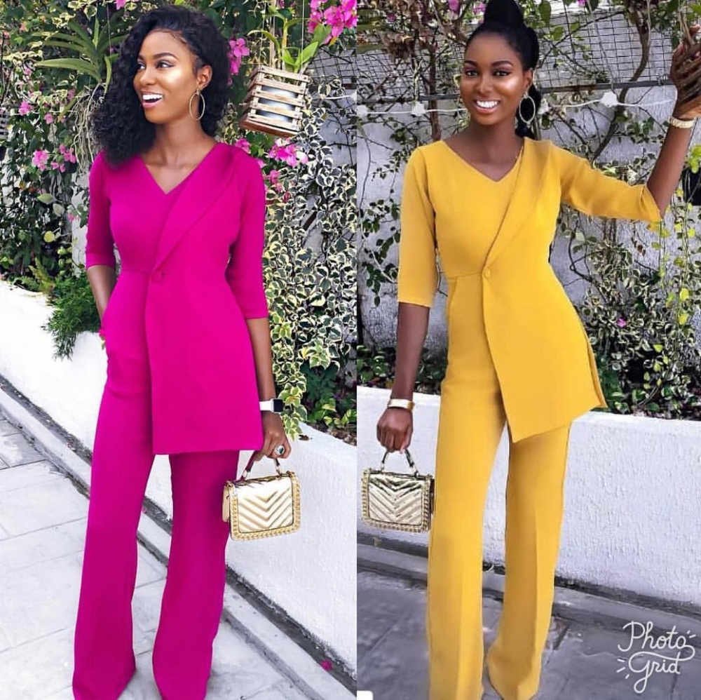 Mustard Two piece illusion blazer Jumpsuit